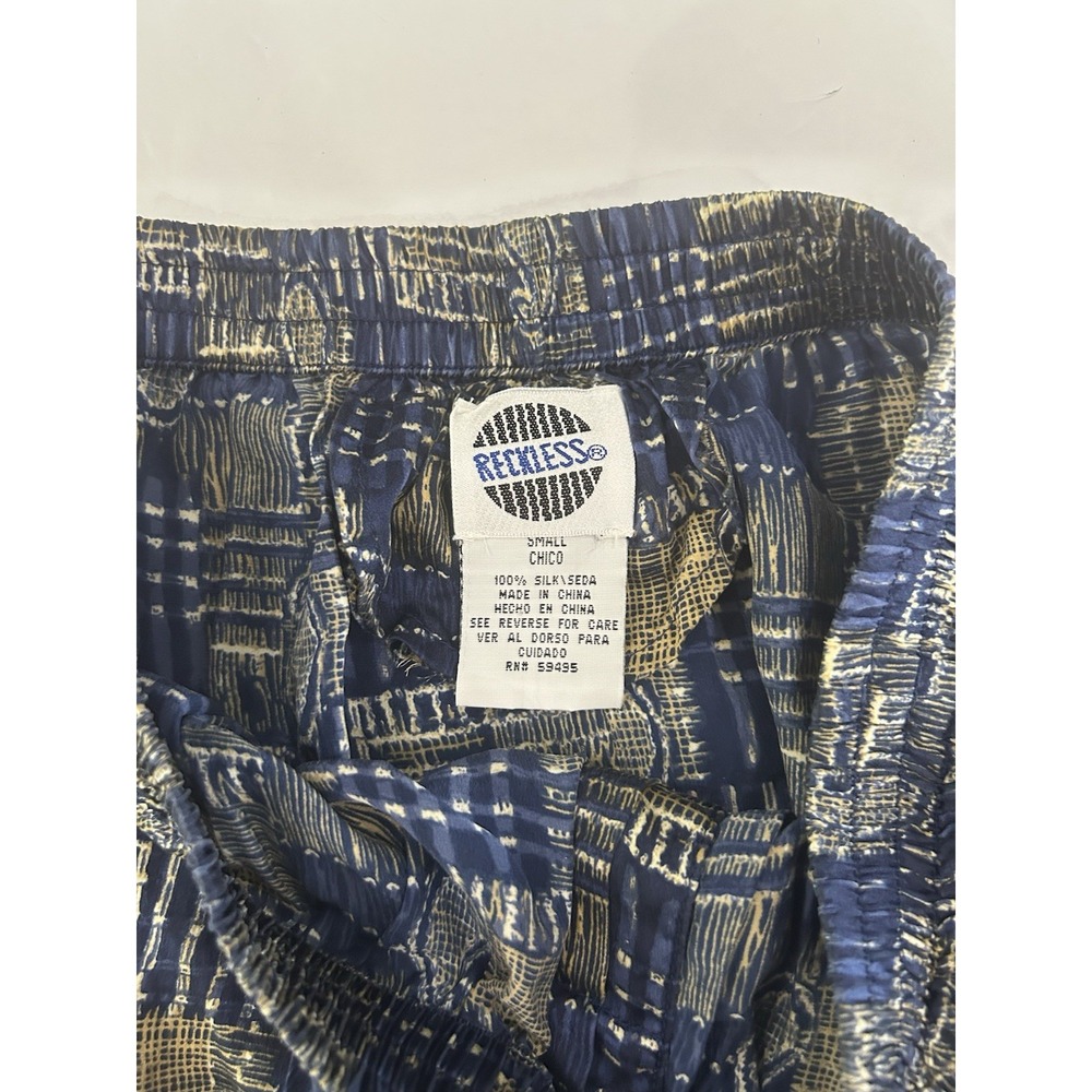 Vintage Mens 100% Silk Boxers Size S 90s Casino Pajama Boxer Shorts Blue Paisley - Picture 3 of 7